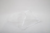 A Laundry Washing Bag made of white mesh fabric lies crumpled on a plain white background.