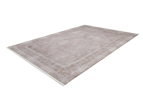 Load image 1 in gallery view. The Luxe Borderline - Washable Rug - JR1741 (Custom Size) is a rectangular, light brown rug with a subtle border design, ideal for high-traffic areas and easy to clean, shown on a white background.