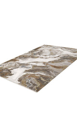 The Majestic Marble Premium Area Rug - M673M is a rectangular, machine-made rug featuring a marbled pattern in beige, brown, gray, and white, shown on a white background.