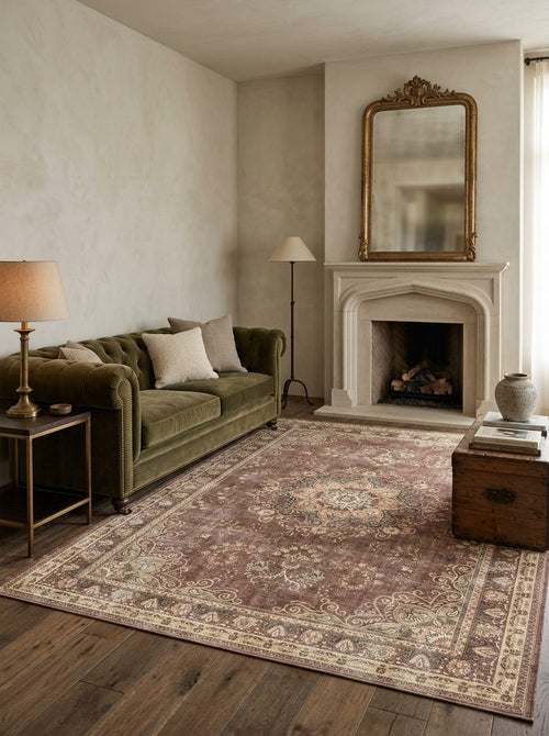 Load image 1 in gallery view. Mauve Medallion - Washable Rug - JRN1083