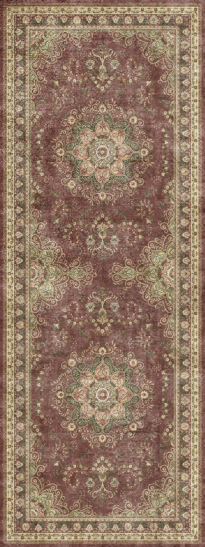 Mauve Medallion - Washable Rug - JRN1083