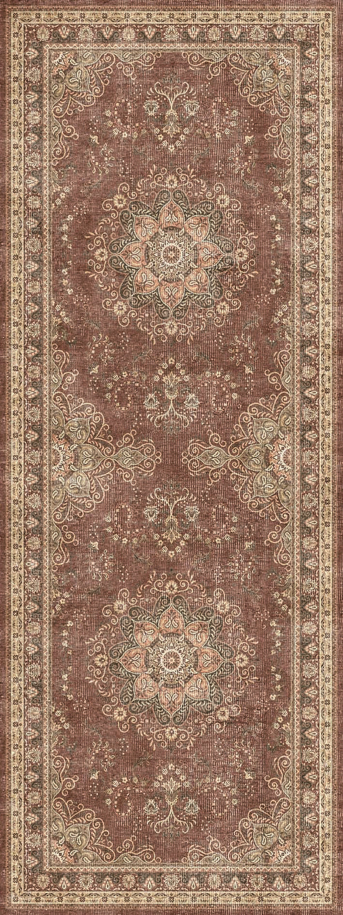 Load image 1 in gallery view. Mauve Medallion - Washable Rug - JRN1083