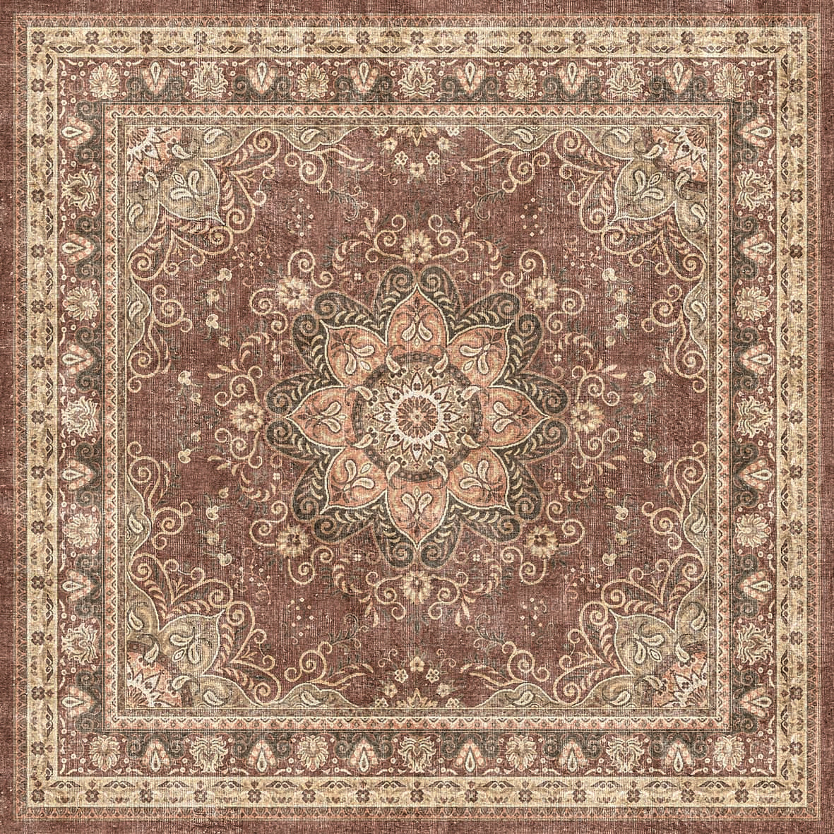 Mauve Medallion - Washable Rug - JRN1083