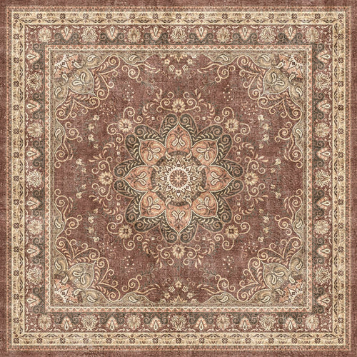Load image 1 in gallery view. Mauve Medallion - Washable Rug - JRN1083