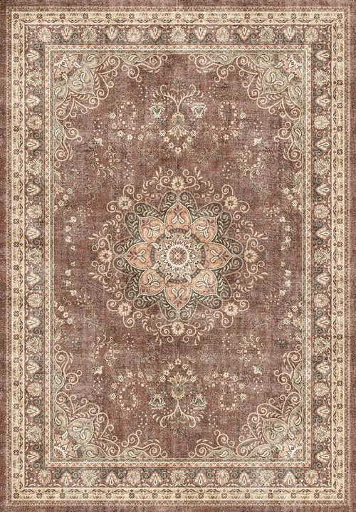 Load image 1 in gallery view. Mauve Medallion - Washable Rug - JRN1083