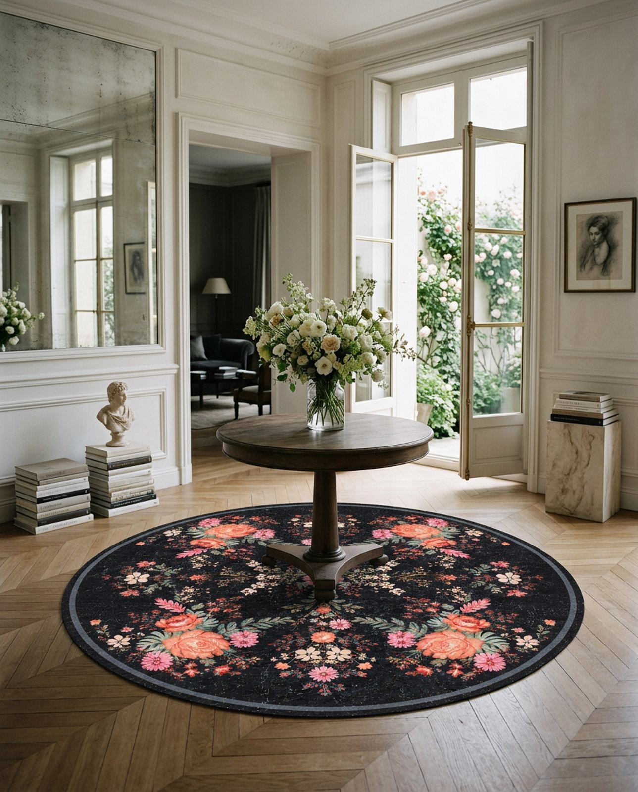 Midnight Rose - Washable Rug - JR7001