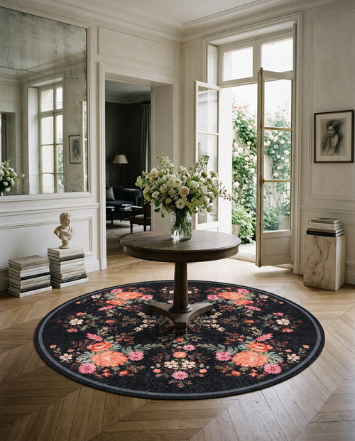 Load image 1 in gallery view. Midnight Rose - Washable Rug - JR7001