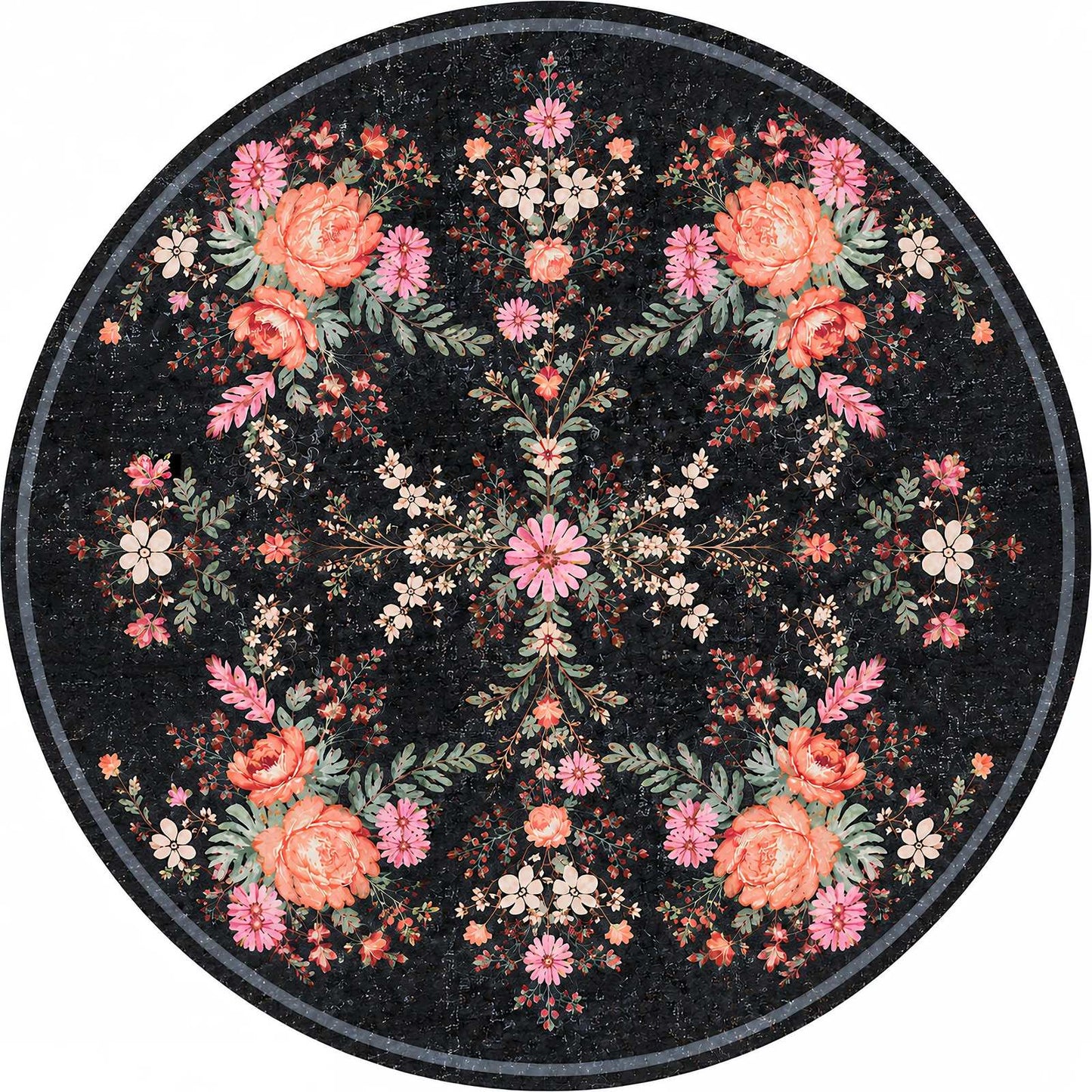 Midnight Rose - Washable Rug - JR7001
