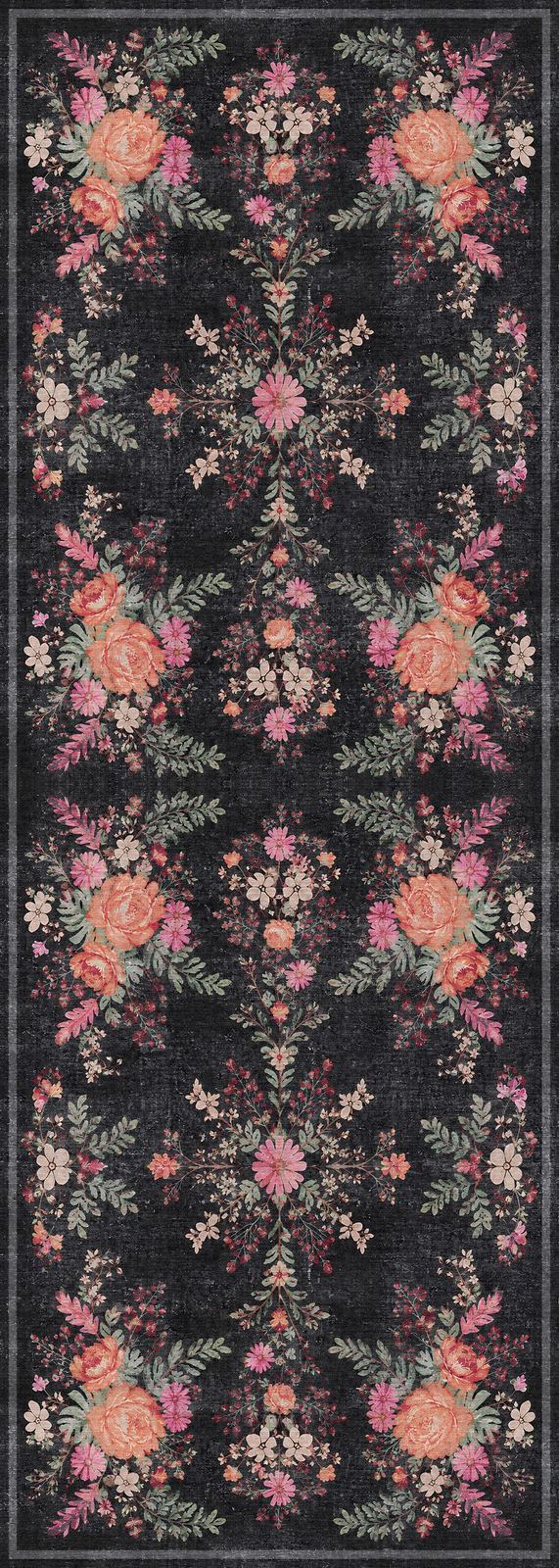 Midnight Rose - Washable Rug - JR7001