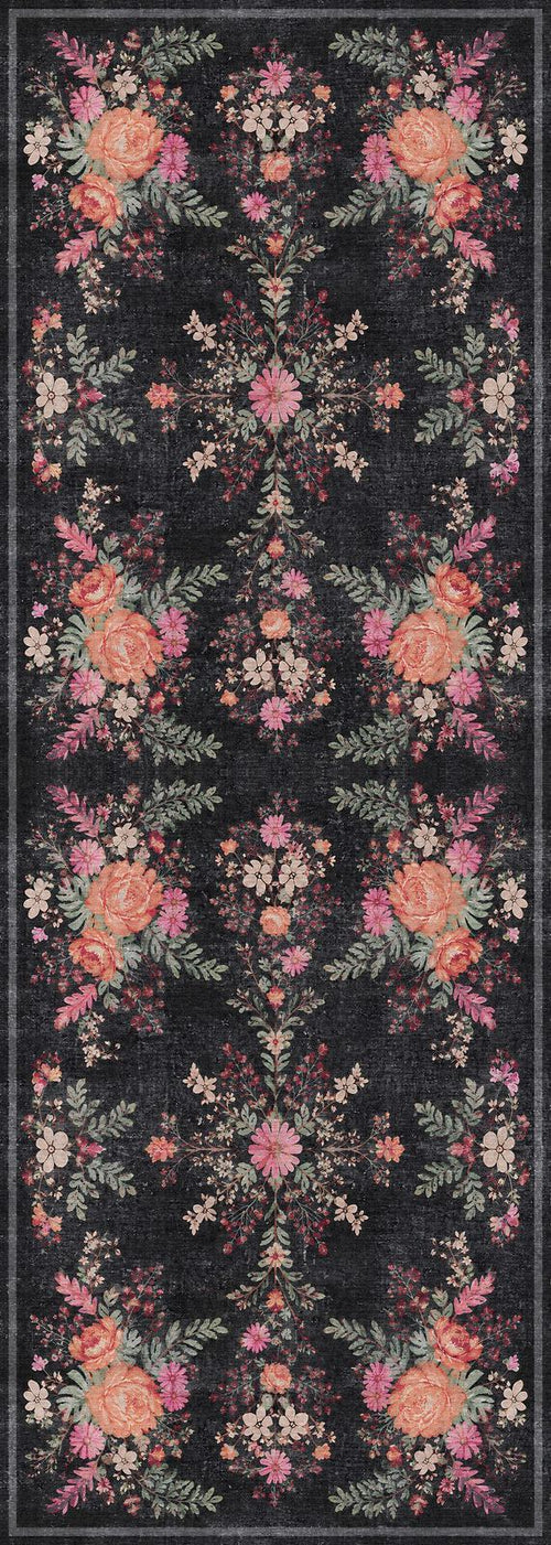 Load image 1 in gallery view. Midnight Rose - Washable Rug - JR7001