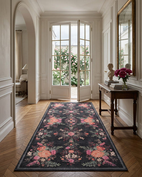 Load image 1 in gallery view. Midnight Rose - Washable Rug - JR7001