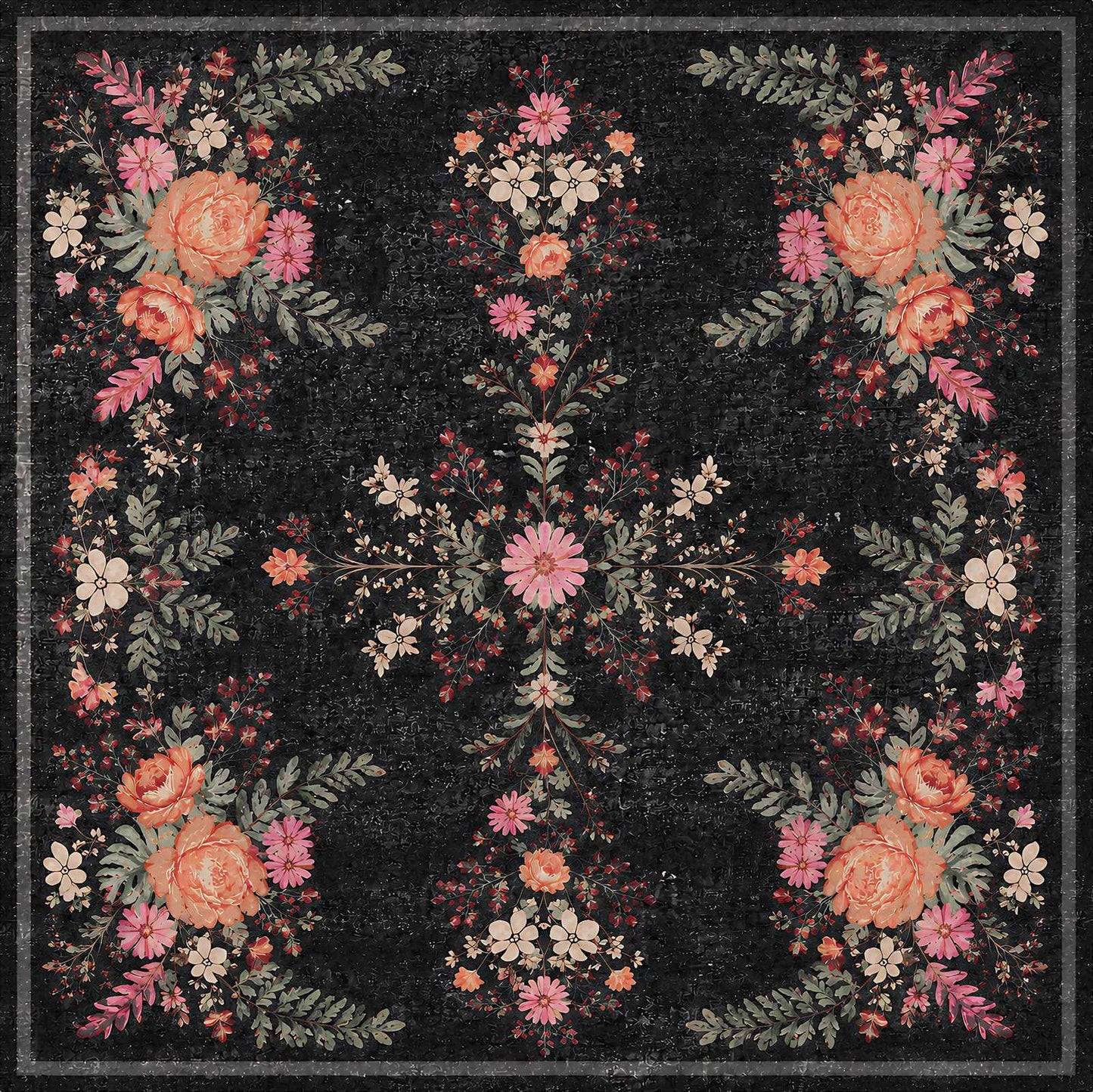 Midnight Rose - Washable Rug - JR7001