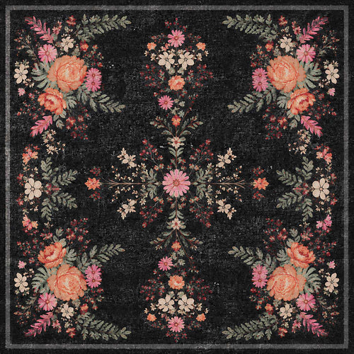 Load image 1 in gallery view. Midnight Rose - Washable Rug - JR7001