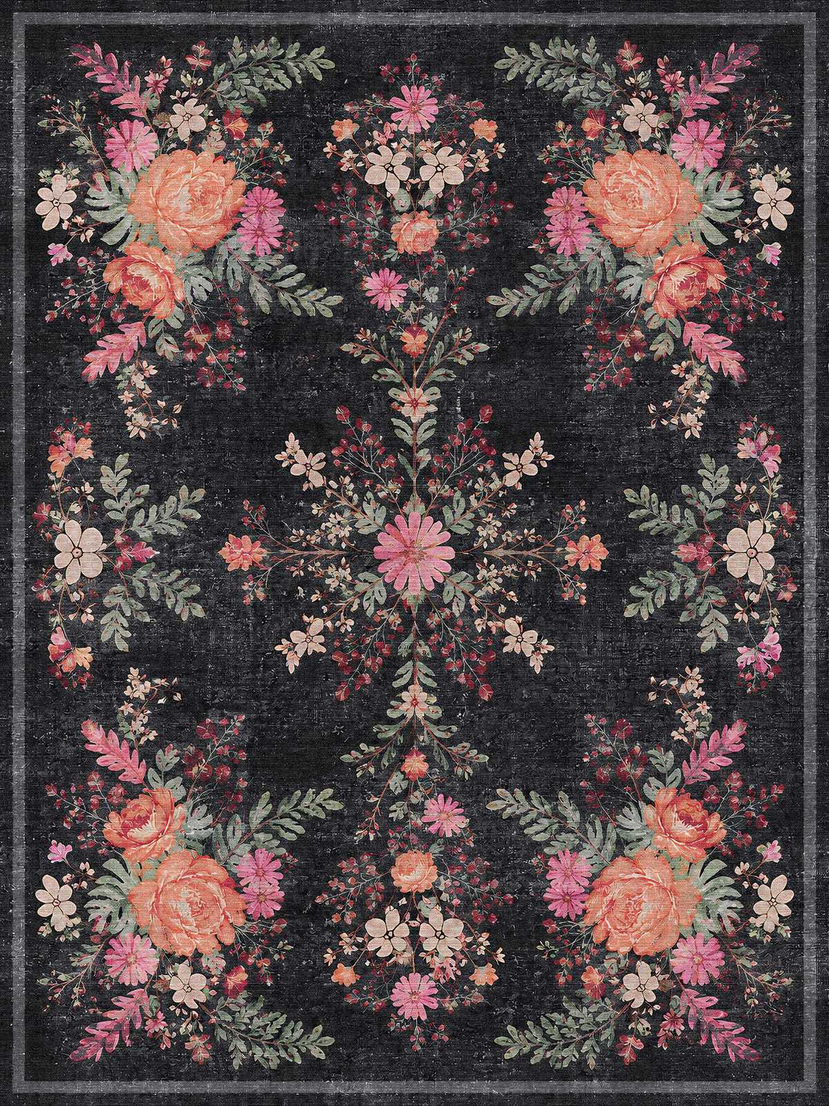 Midnight Rose - Washable Rug - JR7001