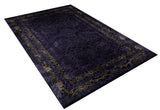 The Minimalist and Elegant - Washable Rug - JR1298 (Custom Size) is a washable purple rug with intricate gold and blue border patterns and ornate designs—ideal for high-traffic areas.