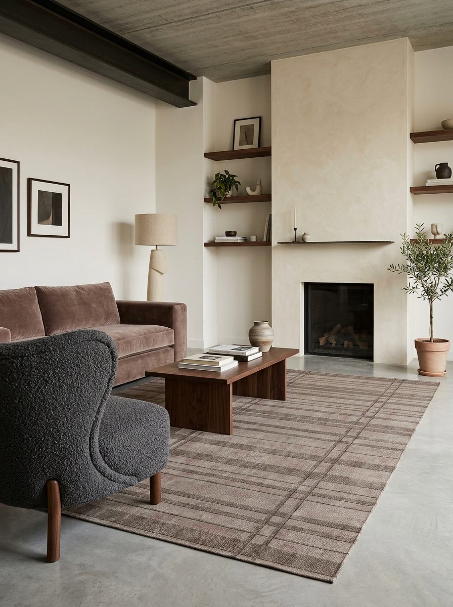 Mocha Plaid - Washable Rug - JRN1096