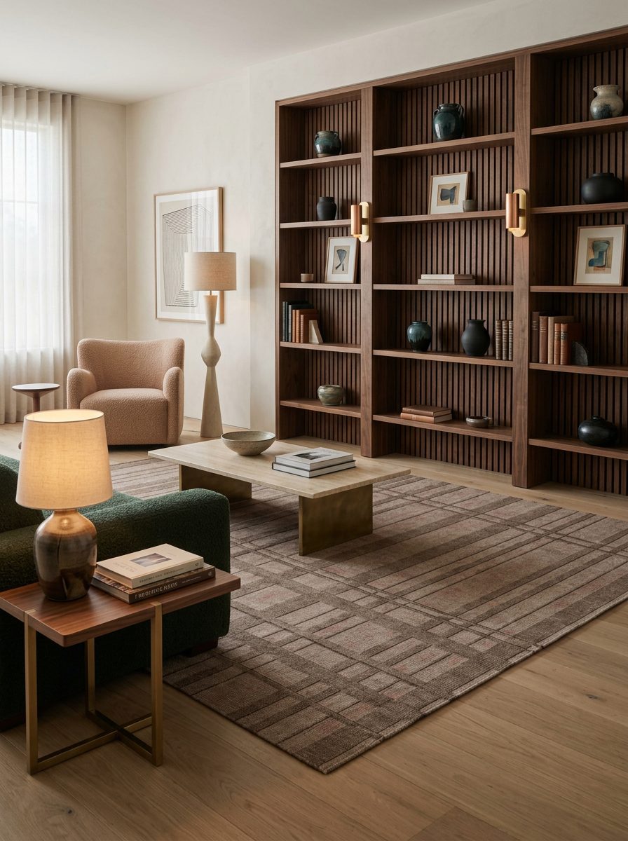 Mocha Plaid - Washable Rug - JRN1096