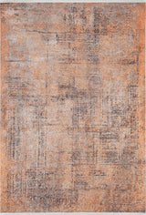 The Modern Mosaic - Machine-Washable Rug JR1846 (Custom Size) features a distressed abstract pattern in orange, beige, and gray with a textured, vintage look—ideal as a washable rug for high-traffic areas.