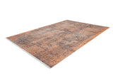 The Modern Mosaic - Machine-Washable Rug JR1846 (Custom Size) is a lightweight, flat-woven orange rectangular rug featuring a distressed vintage-style pattern in orange and brown—perfect for high-traffic areas. Shown on a white background.