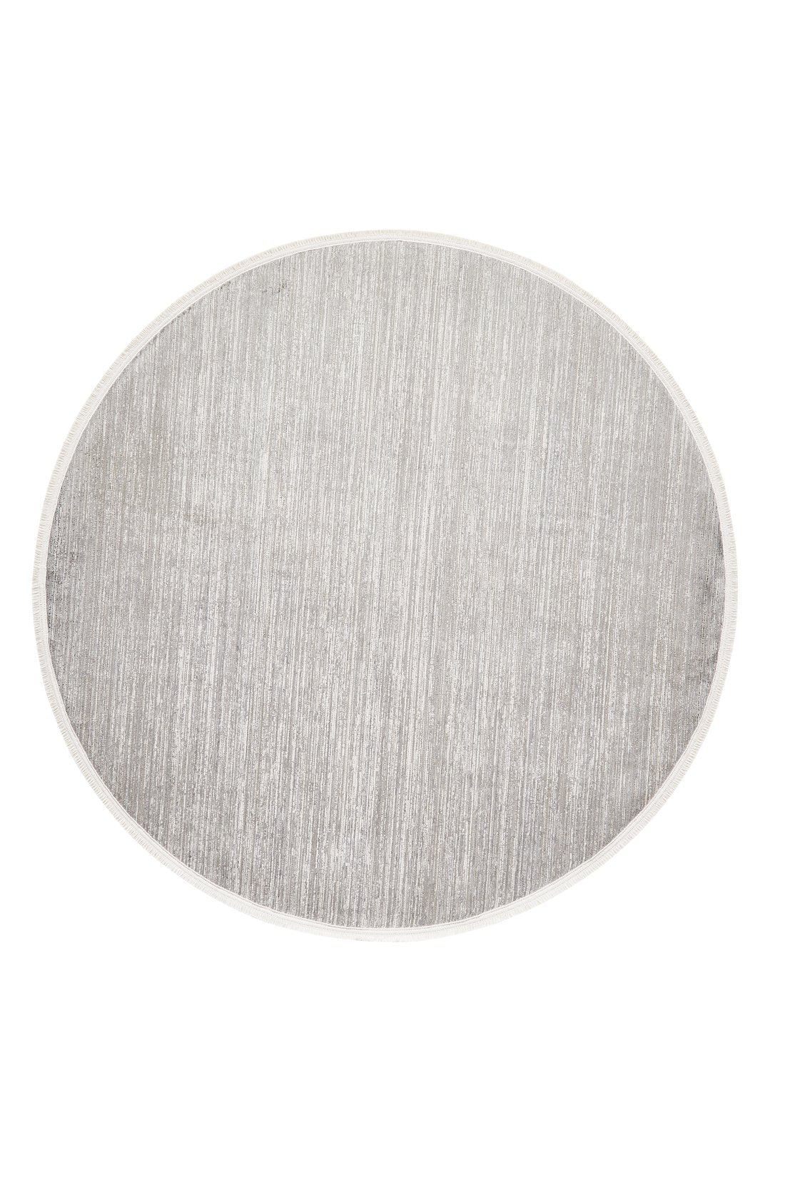 The Muted Palette Grey Ombre Rug - EW2636 is a modern, machine-made round area rug in light gray ombre tones with a subtle textured pattern and thin pale border, shown from above on a white background.