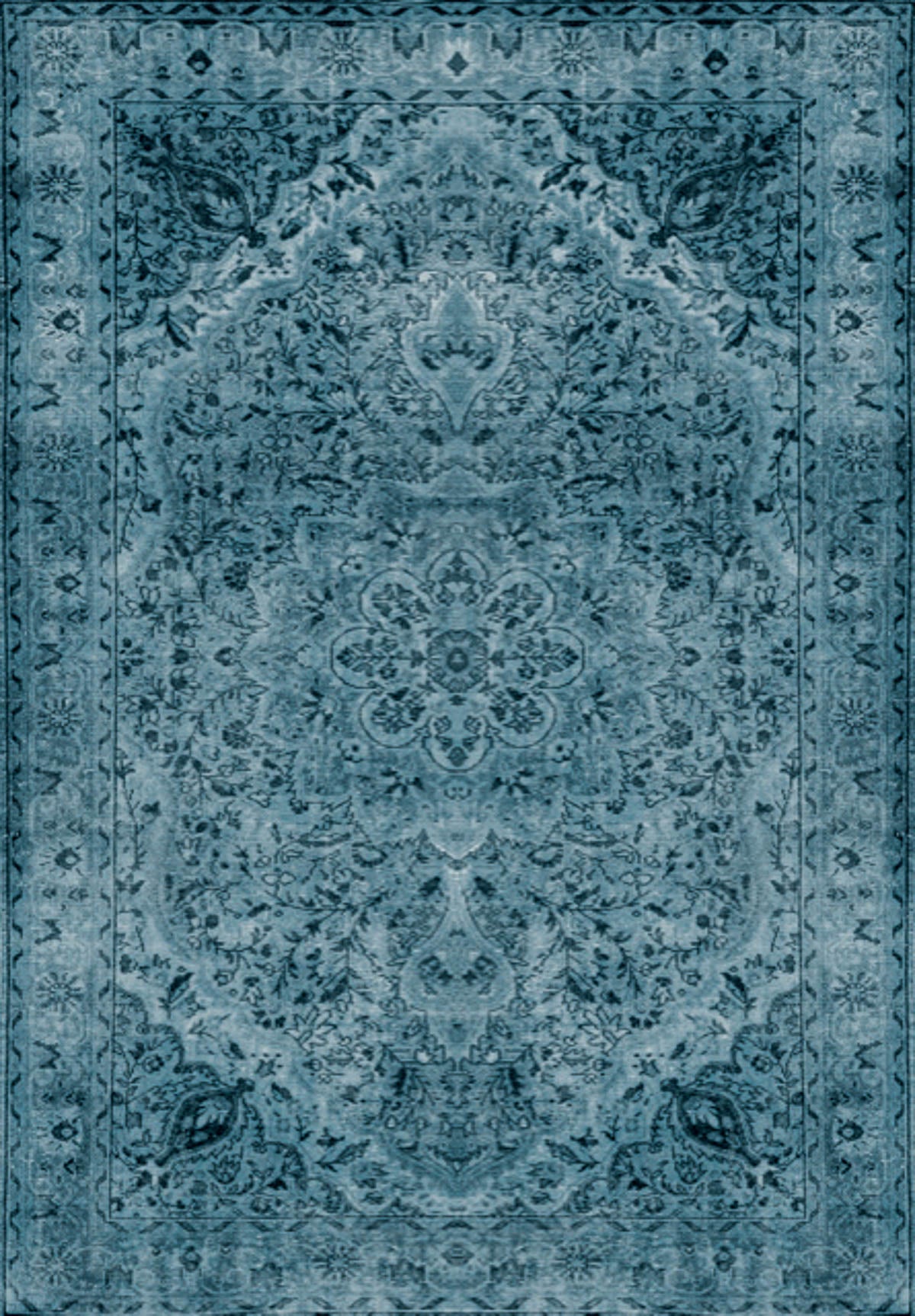 The Mystic Mosaic - Washable Rug - JRN1019 showcases an intricate, symmetrical floral and paisley design with a decorative border, offering a vintage-inspired look ideal for traditional interiors.