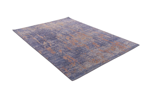 Load image 1 in gallery view. The Mystical Mosaic - Washable Rug - JRS003 (Custom Size) features a blue and beige distressed pattern, ideal for high-traffic, allergy-sensitive homes, shown here rectangular against a white background.