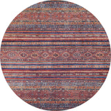 The Native Nightscape - Washable Rug - JR5093 (Custom Size) features an oval shape with multicolor geometric and floral patterns in red, blue, orange, and beige—perfect for high-traffic areas and easy to clean.