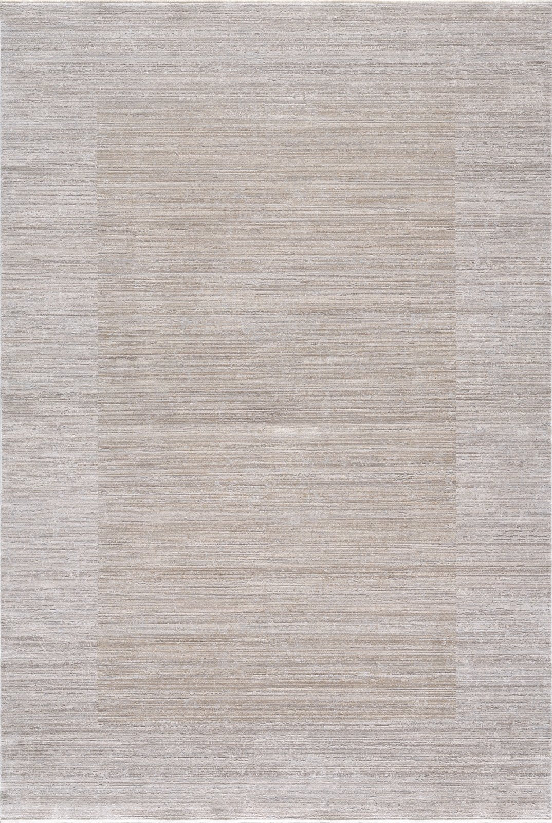 The Neutral Frame Modern Bordered Rug - EW5541 is a machine-made, minimalist rug in beige and light gray with a subtle gradient and darker rectangular border, adding understated elegance to any modern space.