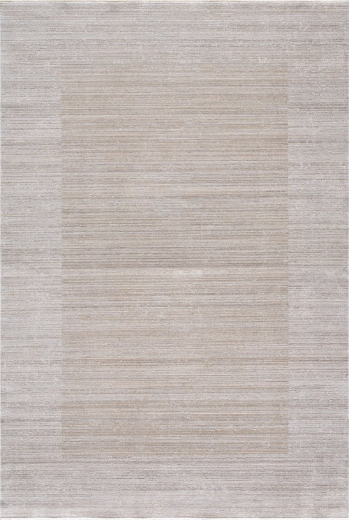 Load image 1 in gallery view. The Neutral Frame Modern Bordered Rug - EW5541 is a machine-made, minimalist rug in beige and light gray with a subtle gradient and darker rectangular border, adding understated elegance to any modern space.