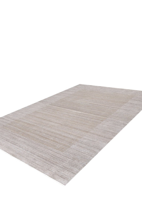 Load image 1 in gallery view. The Neutral Frame Modern Bordered Rug - EW5541 is a rectangular, machine-made beige rug with a subtle striped texture and lighter border, shown on a white background.