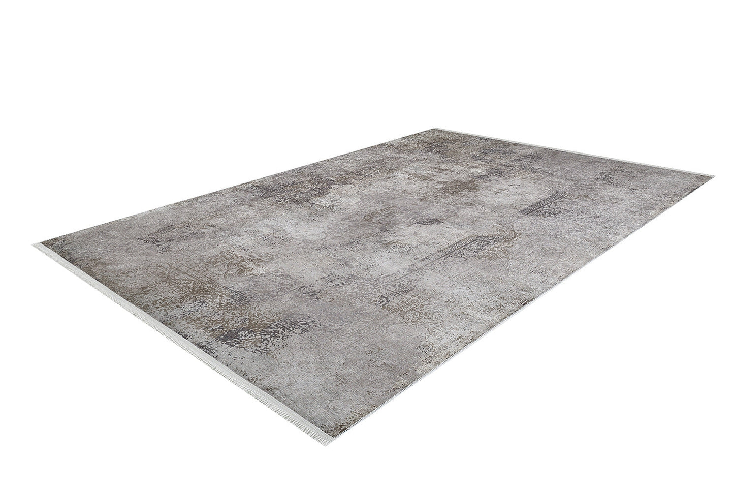 The Noble Insignia - Washable Rug - JR1830 (Custom Size) is a large, rectangular rug featuring a distressed, textured gray and beige design, perfect for high-traffic areas and displayed on a white background.