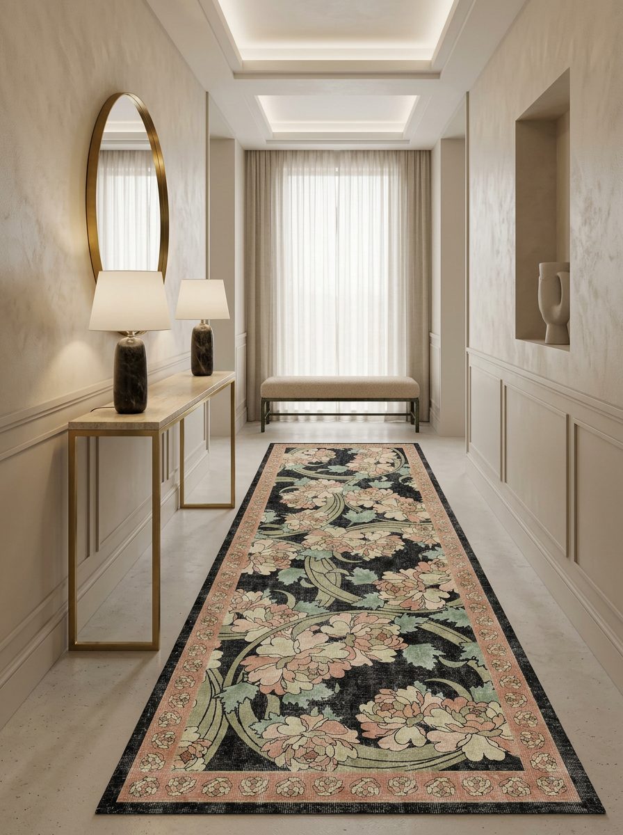 Noir Bouquet - Washable Rug - JRN1042