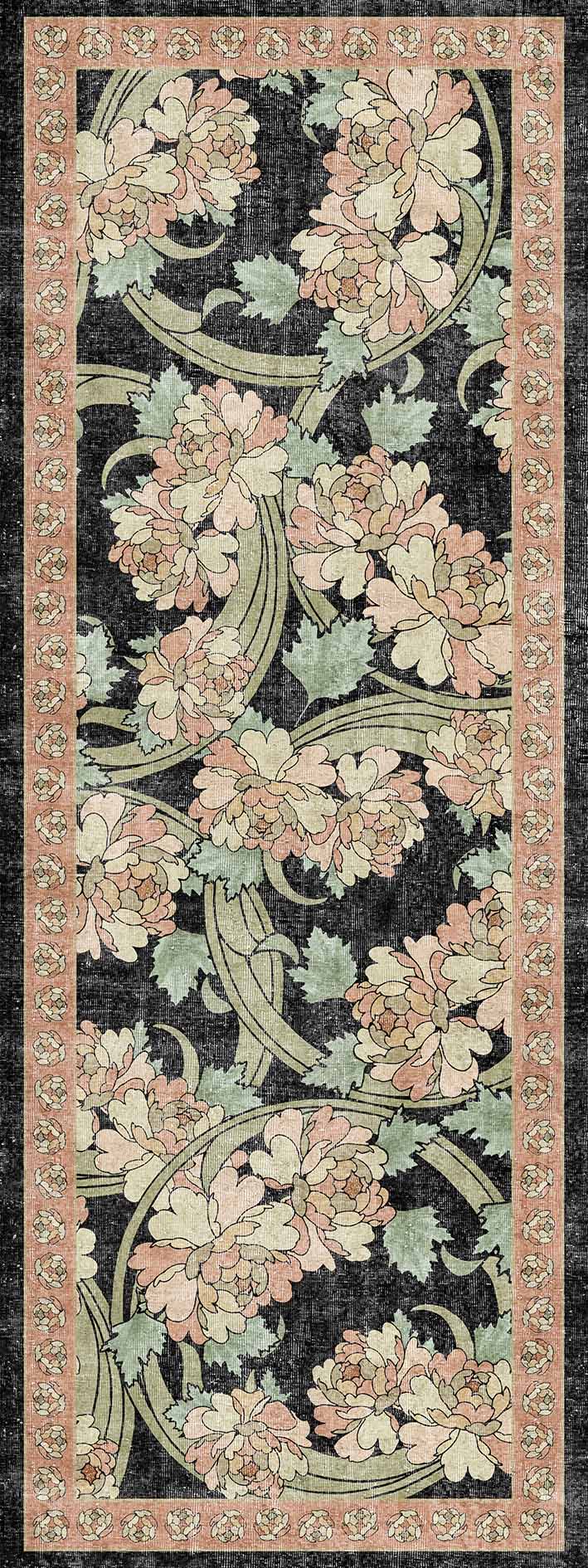 Noir Bouquet - Washable Rug - JRN1042