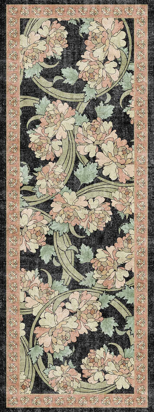 Load image 1 in gallery view. Noir Bouquet - Washable Rug - JRN1042