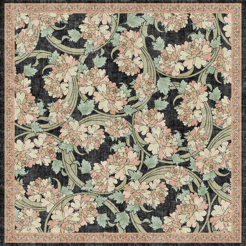 Load image 1 in gallery view. Noir Bouquet - Washable Rug - JRN1042