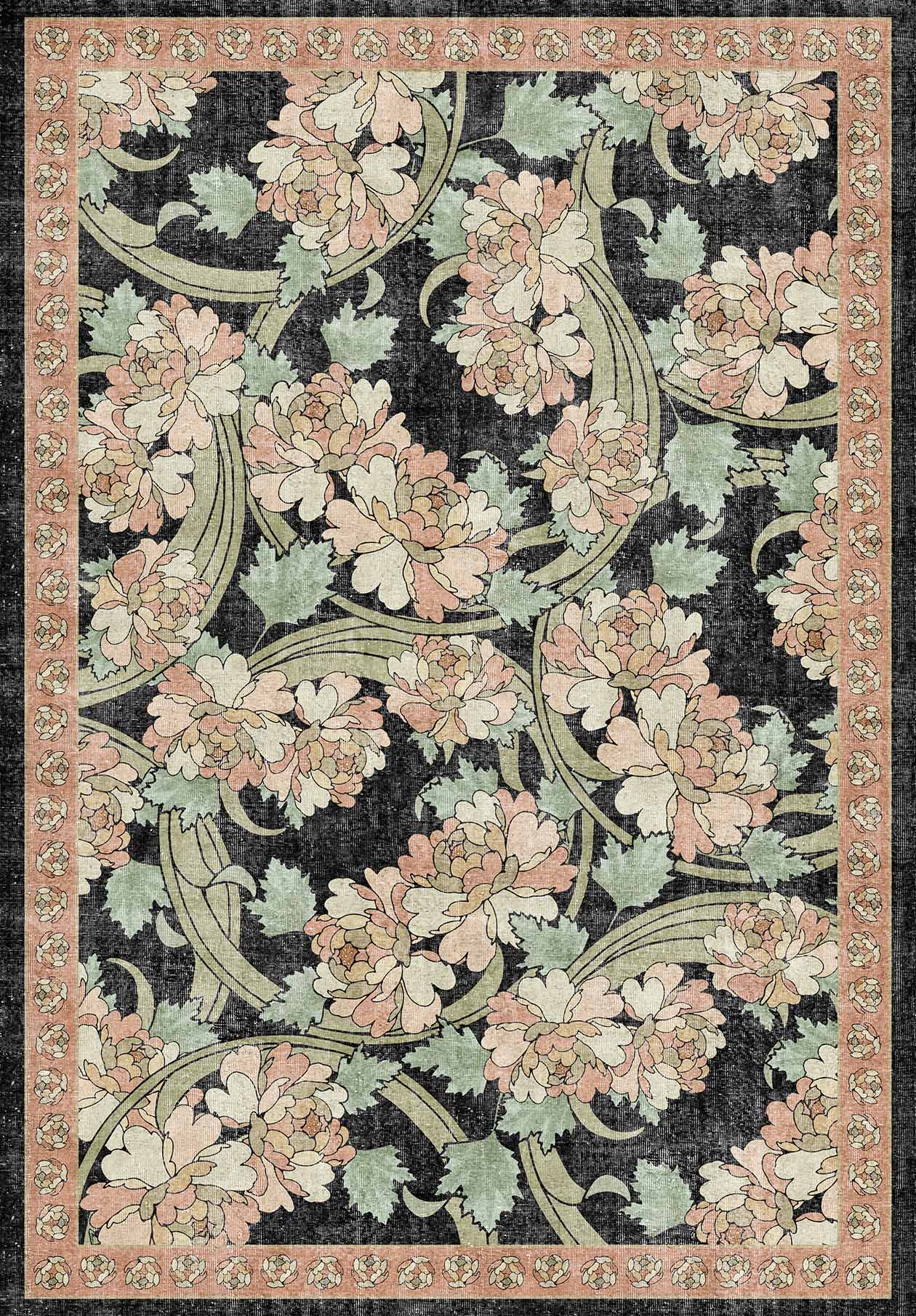 Noir Bouquet - Washable Rug - JRN1042