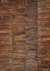 A close-up of the Nostalgic Weft - Washable Rug - JRN33 (Custom Size), featuring a rectangular shape and striped pattern in brown, tan, and beige. Its textured stripes create a rustic feel, ideal for high-traffic or modern spaces.