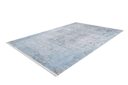 Load image 1 in gallery view. The Old World Charm - Washable Rug - JR1606 (Custom Size) is a rectangular, light blue rug with speckled, distressed patterns—ideal for high-traffic areas and pictured on a white background.
