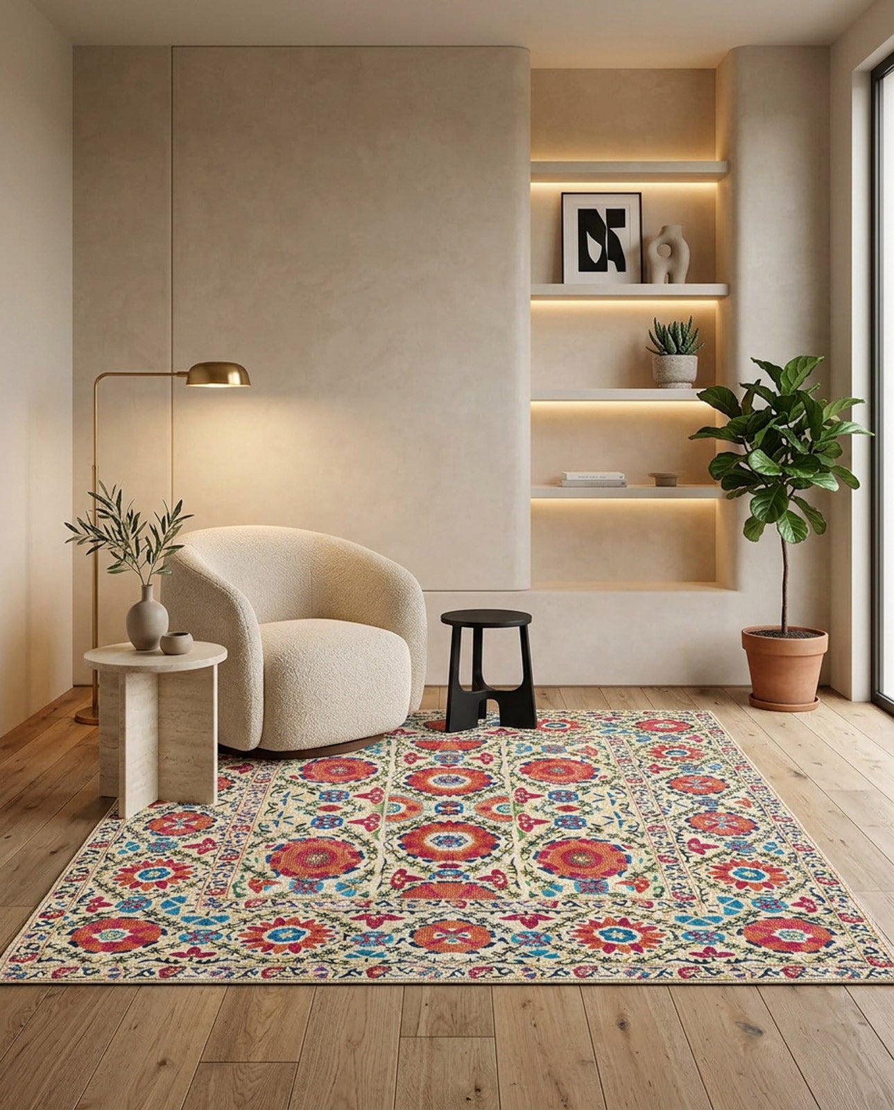 Orient Bloom - Washable Rug - JRN1029 (Custom Size)