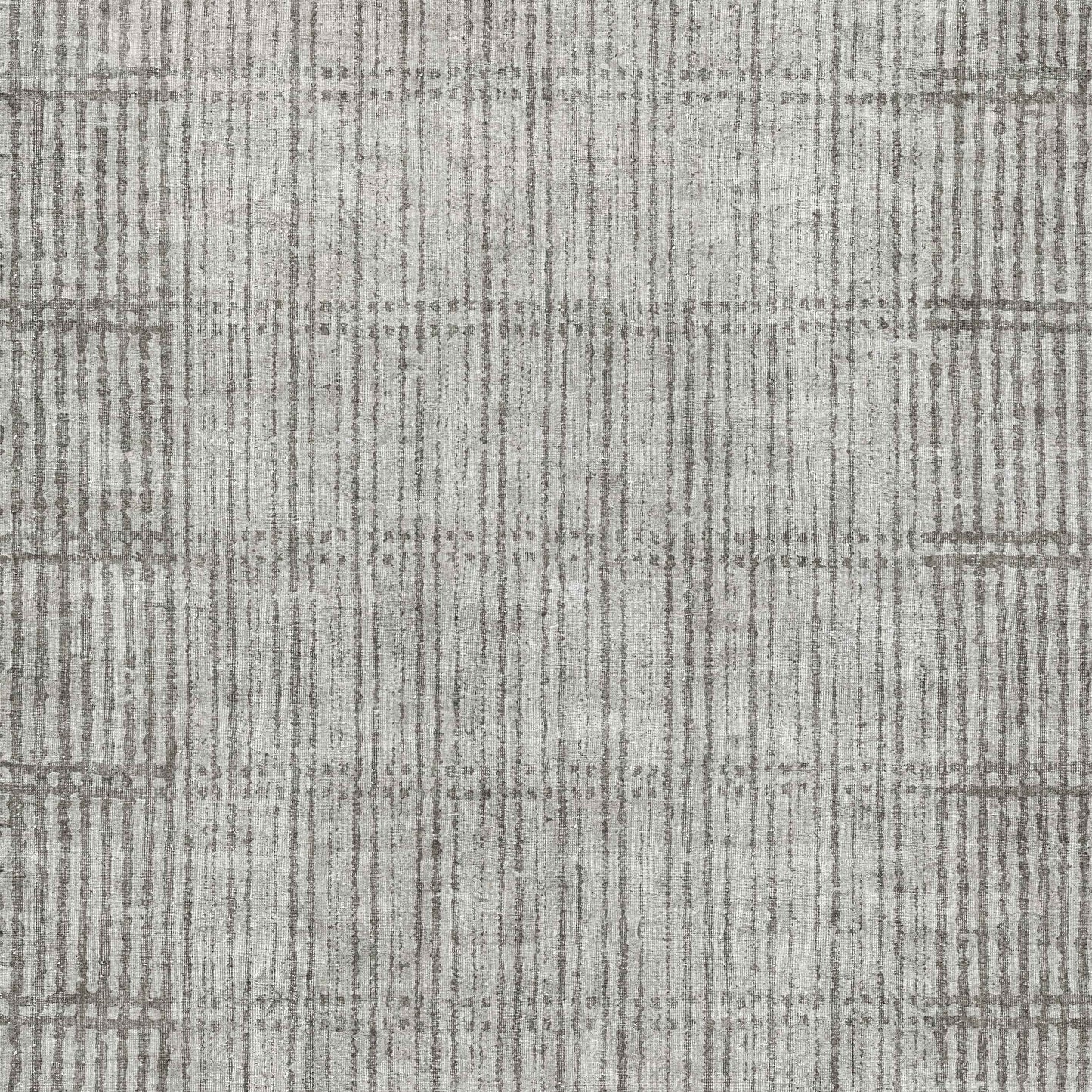 The Ornate Hues - Washable Rug - JRN38 features a textured gray plaid design with intersecting lines on a light gray background, making it perfect for modern interiors and high-traffic areas.