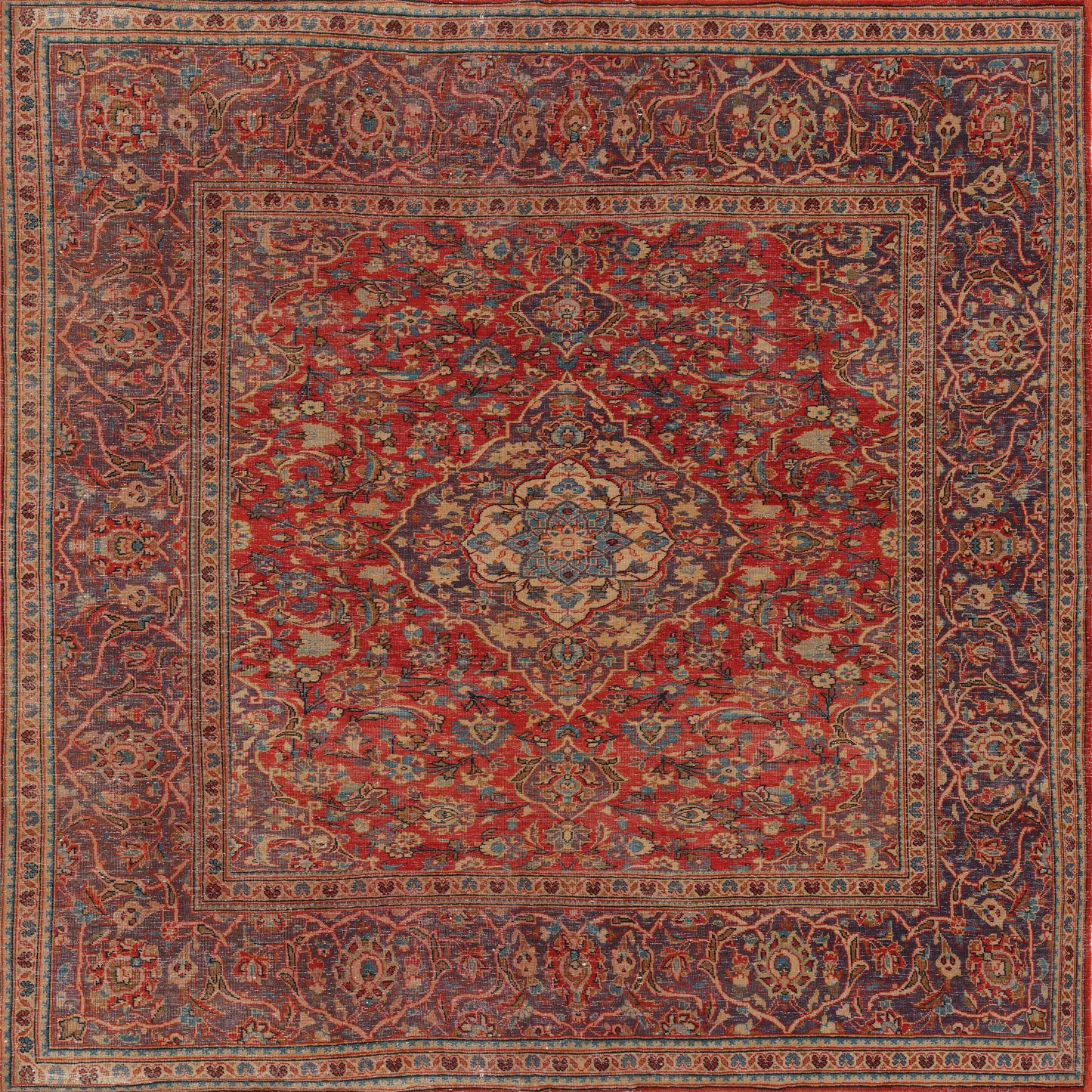 The Palatial Grace - Washable Rug - JRN1021 features a detailed central medallion with intricate floral and geometric patterns in rich red, blue, gold, and beige, framed by elaborate borders for a vintage look.