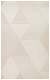 The Pale Shadow - Kilim - MNO03 is a modern geometric area rug featuring overlapping triangles and diamonds in beige and cream, offering minimalist style and soft, neutral tones for any space.