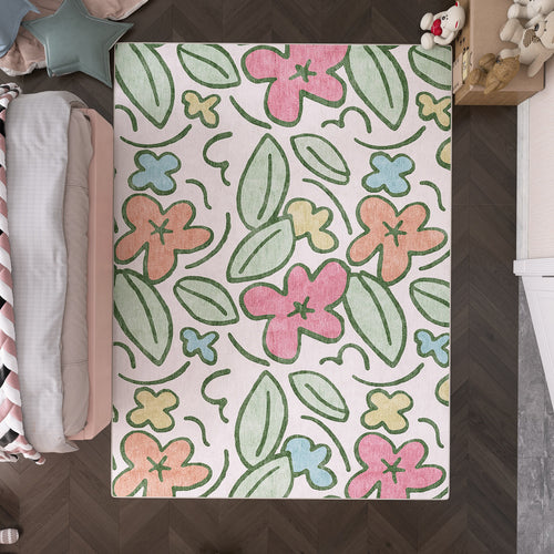 Load image 1 in gallery view. Pastel Bloom - Washable Kids Rug - JRN1101