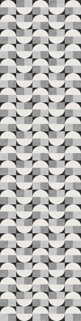 Patina Bloom - Washable Rug - JRN50 features a black and white abstract geometric pattern with curved, wave-like shapes, adding depth and movement—perfect as a bold accent for modern interiors.