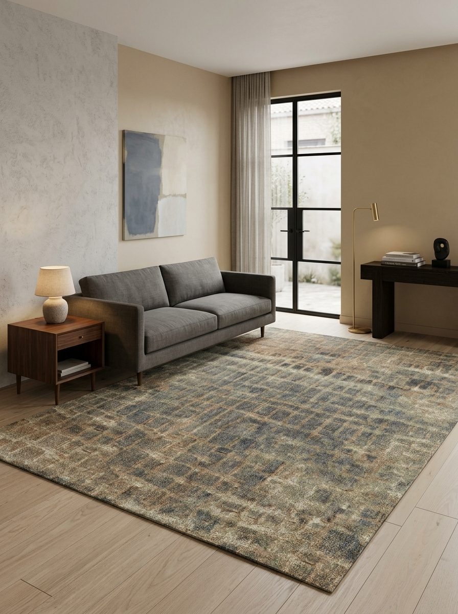 Patina Grid - Washable Rug - JRN1098