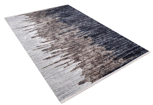 Load image 1 in gallery view. The Pixelated Paradise - Machine-Washable Rug JR902 features an abstract, gradient design in black, gray, and beige. Its modern style pops on a white background and is perfect for high-traffic areas. Custom sizes available.