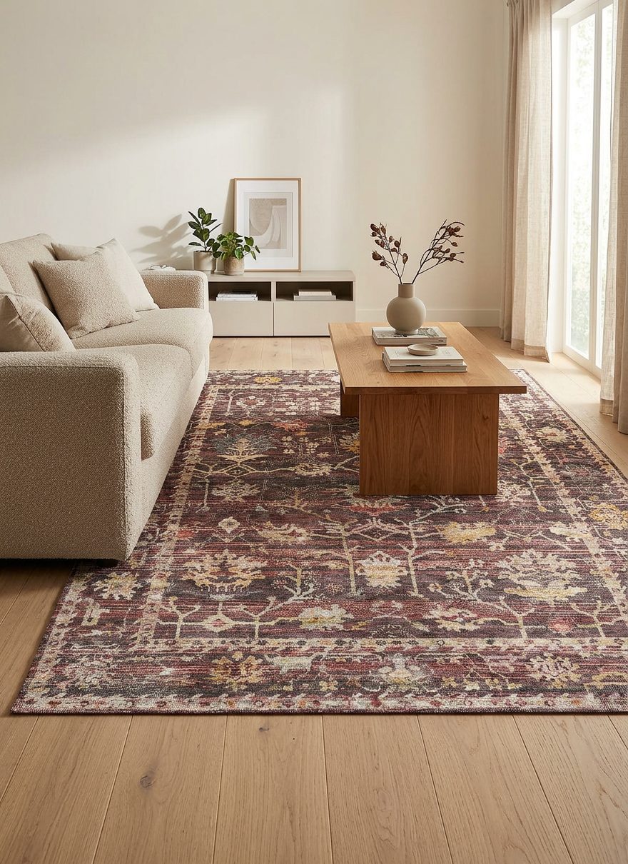 Plum Heritage - Washable Rug - JRN1045