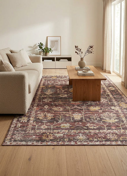 Load image 1 in gallery view. Plum Heritage - Washable Rug - JRN1045
