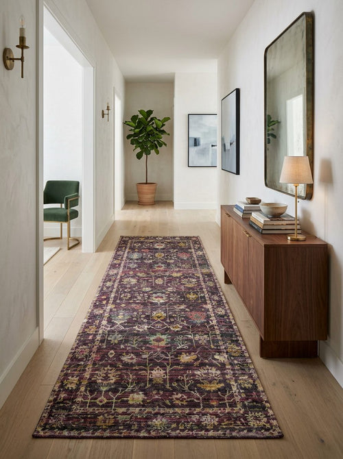 Load image 1 in gallery view. Plum Heritage - Washable Rug - JRN1045