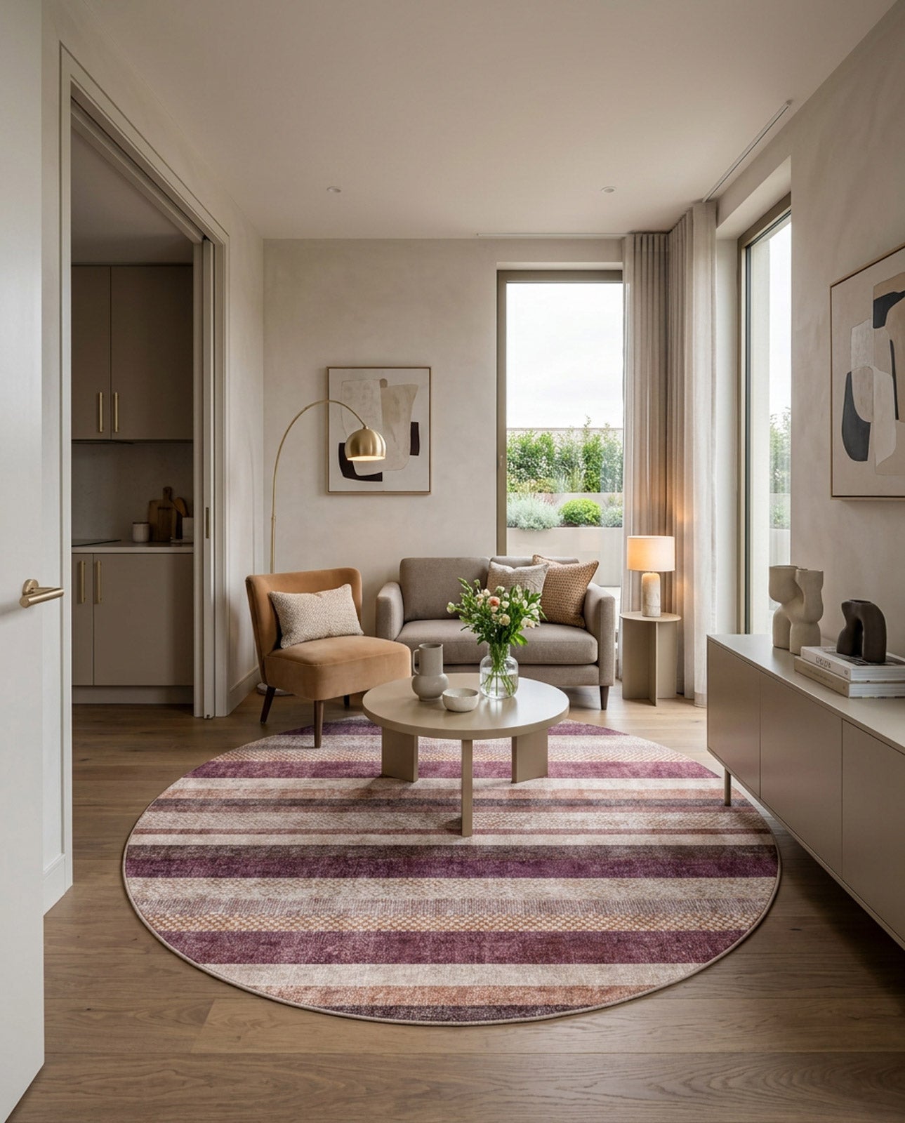 Plum Stripe - Washable Rug - JRN1059
